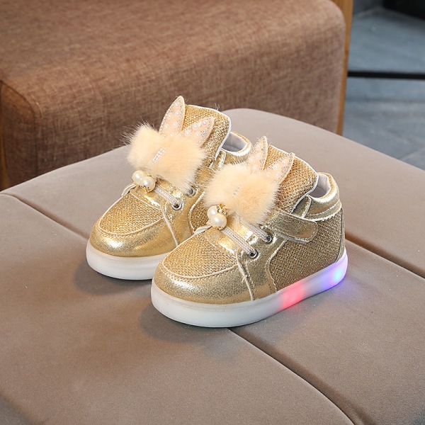 Vår och höst barnskor LED-lampor kid Luminous Shoes golden 22#