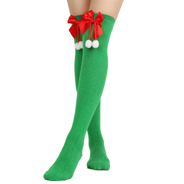 Nya rosett julstrumpor knälånga strumpor semester randiga strumpor green 3pcs