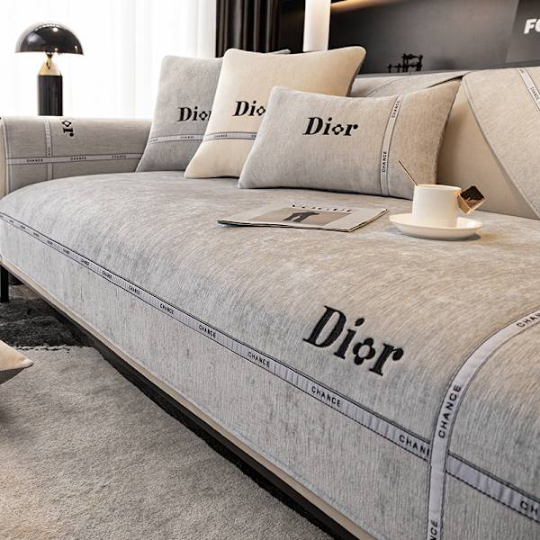 sofföverdrag ryggstöd cover Högkvalitativ Chenille soffkudde Minimalist gray 90*120