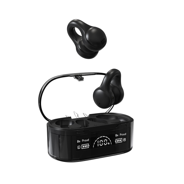 Bluetooth hörlurar, sport hörlurar trådlös brusreducering black Ear clip type