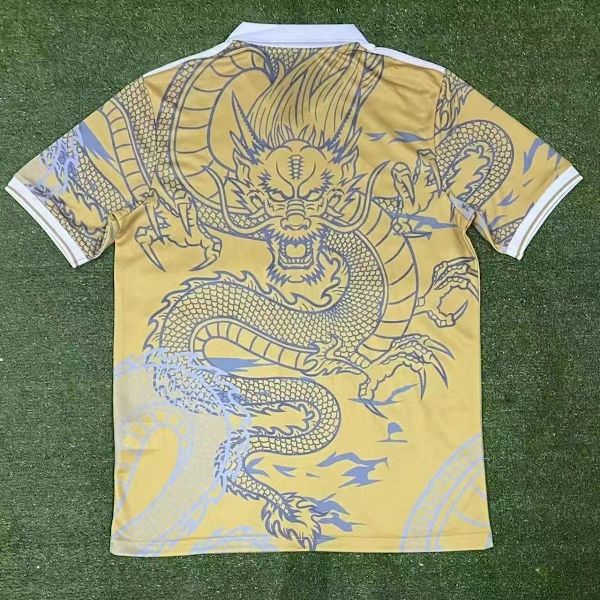 Real Madrid football jersey gold dragon pattern special edition training suit S
