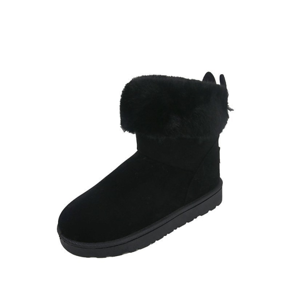 Snow boots kvinnor höst päls kanin vatten diamanter dekorativa black 40