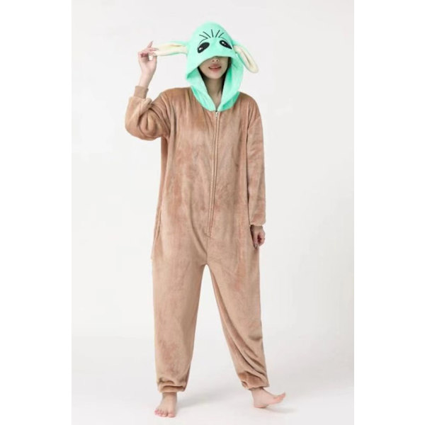 Yoda pyjamas med dragkedja för vuxna hem bär barn en pyjamas i ett stycke Yoda zipper style M