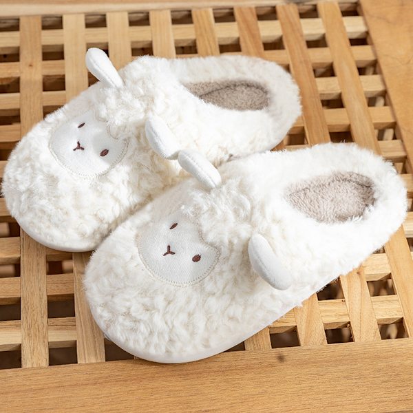 Bomulls tofflor Kvinnor vinter inomhus hem par väska klack inomhus cream 38-39