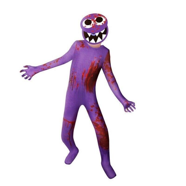 Rainbow Friends Kids Halloween kostym Jumpsuit Mask Dress Up Purple 130cm