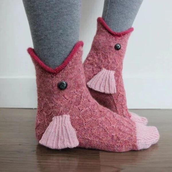 Crocodile Animal Socking Julklapp Stickad Winter Warm Pink
