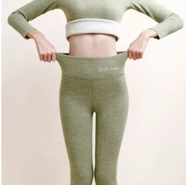 Lammdunleggings för värmeskydd höst och vinter green M#