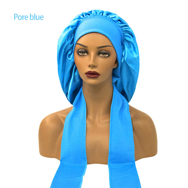 brättad elastisk lång svans överdimensionerad cap band rund hatt One size fits all blue