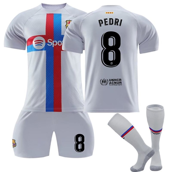 Pedri #8 tröja Barcelona 22/23 säsong borta fotbollströja set Kids 28(150-160CM)