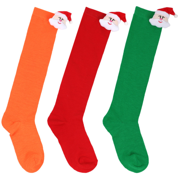 kid julstrumpor höst vinter jultomten strumpa ny lång slang Color 3 3pcs