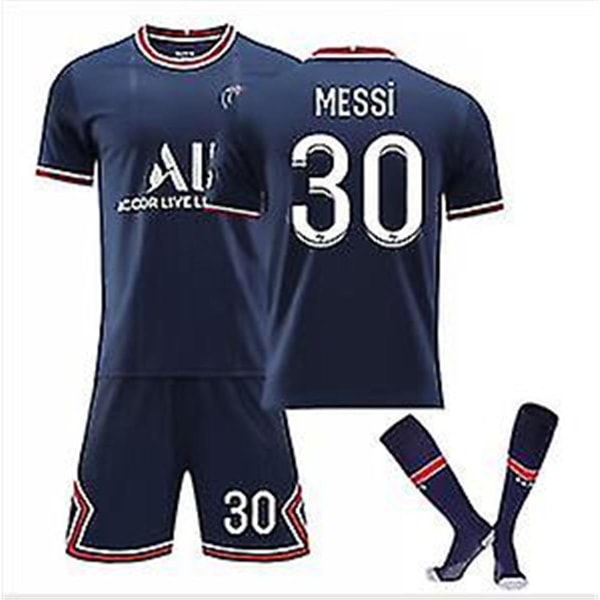 21/22 Hem Barn Fotbollssatser Skjorta Fotbollströja Träningsdräkt 21-22 PSG Home Kit Messi 30 22(6-7 Years)