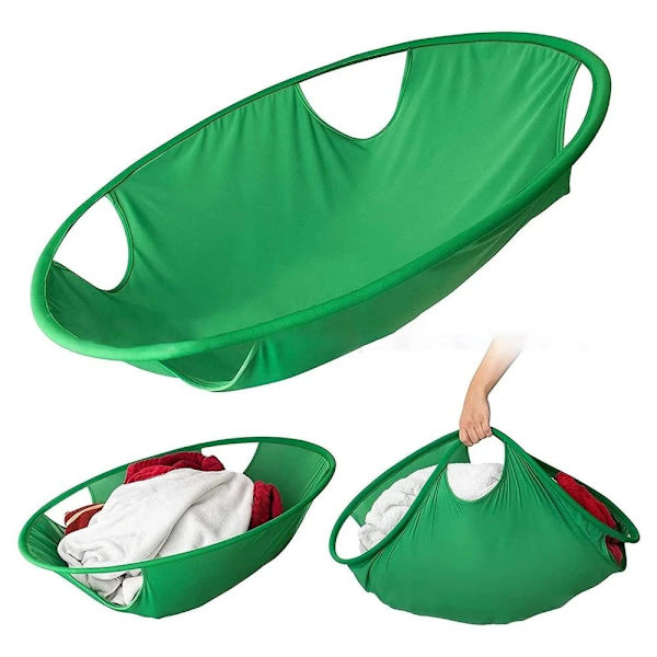 Tvätthammarkorg Bärbar hopfällbar klädförvaringskorg green edge 21 inches