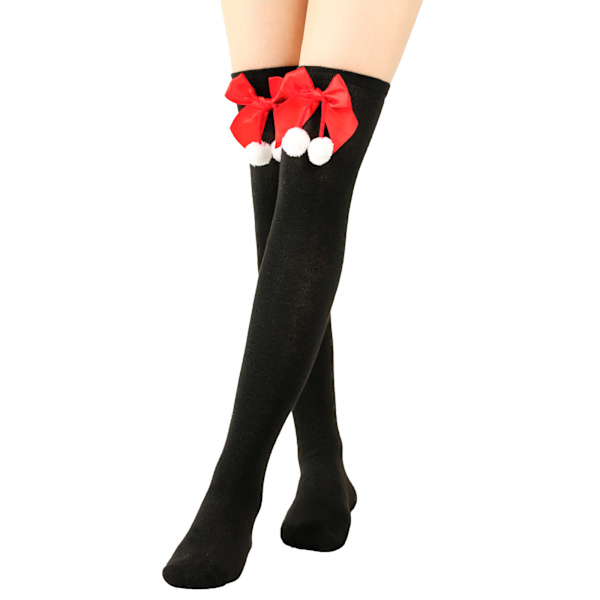 Nya rosett julstrumpor knälånga strumpor semester randiga strumpor black 3pcs