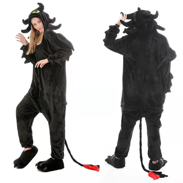 Drakträning vuxenpyjamas barnpyjamas par hemkläder Dragon training M
