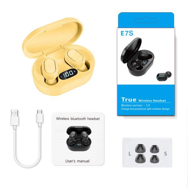 Mini TWS True Wireless 5.0 Bluetooth In Ear Macaron A7S öronproppar yellow E7S