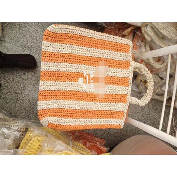 Internet kändis gräs vävd väska, handväska strandväska daglig väska Color 6 39*36cm