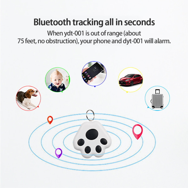 Pet Dog GPS Tracker Anti-Lost Alarm Trådlös Bluetooth nyckelring grey 1pcs