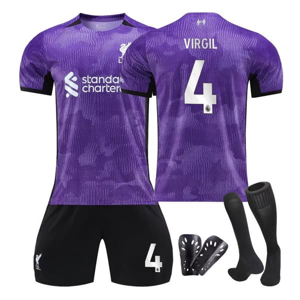 2324 Liverpool Second Away Champions träningsfotbollströja kneepad 18#With socks