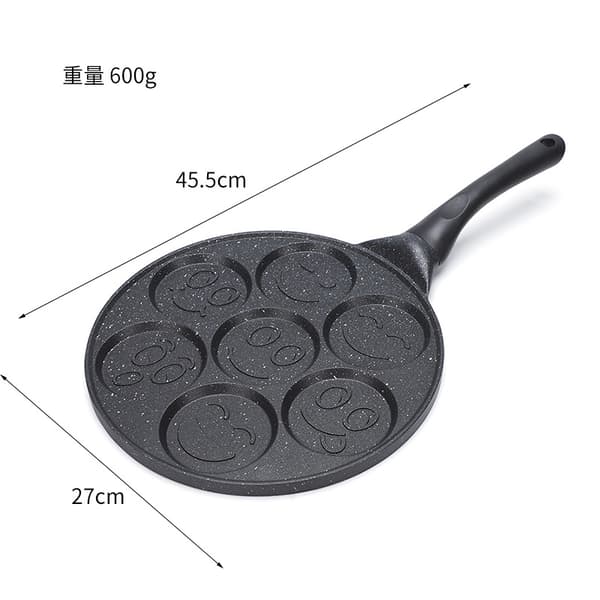 Face Seven Hole Frying Egg Pan Non stick Pot Hushållshemlagad Plastic handle style 1pcs