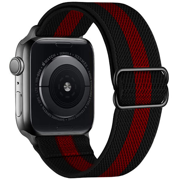 iwatch7new elastisk nylon justerbar elastisk vävd äppelrem Black Red 42mm44mm45mm