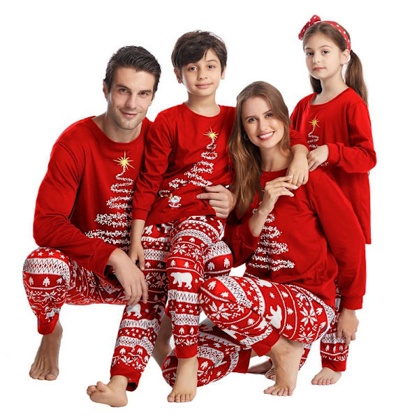 Jul förälder barn kläder pyjamas familj klädsel red dad M