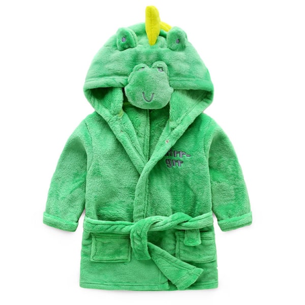 Pojkar flickor pyjamas Baby tecknad pyjamas Vinter huva morgonrock Little Dinosaur Nightgown 110#