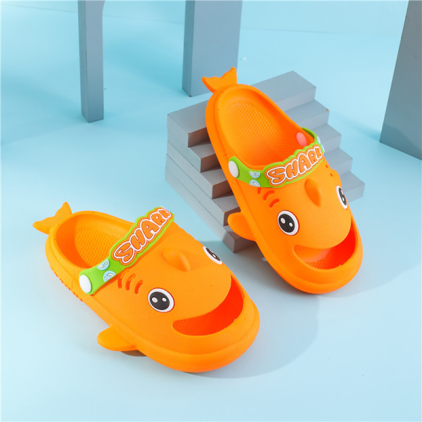 Hajtofflor inomhus barn pojkar flickor baby badrum sandaler Length inside13 18-19#orange