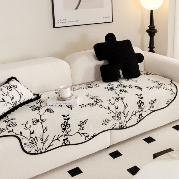 soffdyna enkelt vardagsrum Chenille antisladd sittdyna Blooming white 90*90