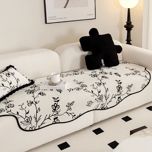 soffkudde modernt vardagsrum Chenille antisladd sittdyna Blooming white 90*120