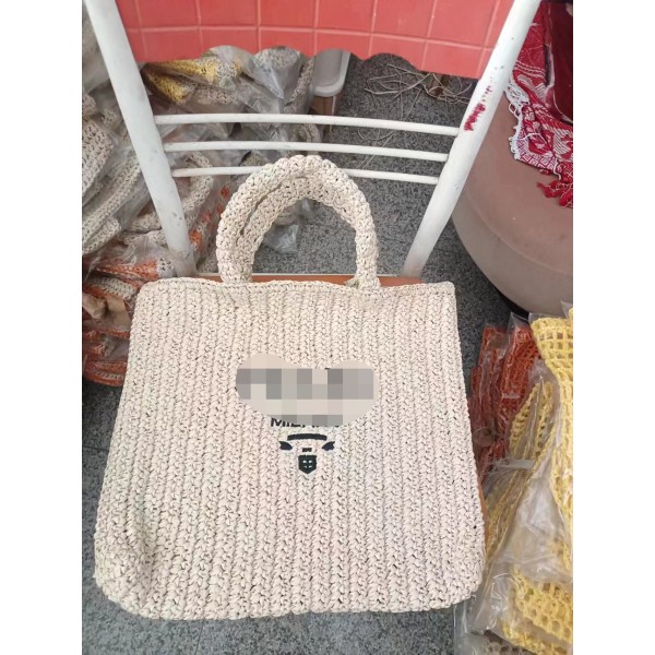Internet kändis gräs vävd väska, handväska strandväska daglig väska Color 3 39*36cm
