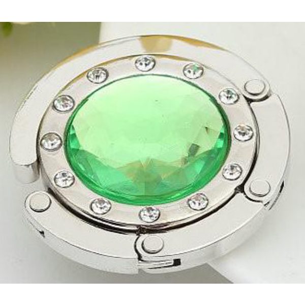 Bärbar praktisk vikbar kristallväska hängare bordskant påskrok crystal purse hook Light green