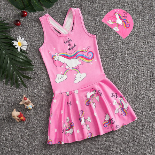 liten prinsessa baby tecknad baddräkt flickans jumpsuit pink unicorn M-size 11-15kg