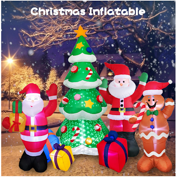 Jul uppblåsbar snögubbe Santa Claus gårdsdekorationer style 1 1.5m UK