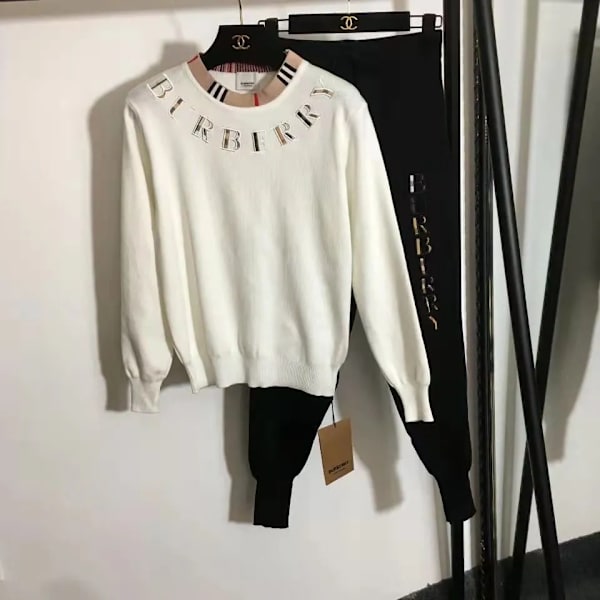 Höst och vinter Långärmad Casual Sports Set 2023 Stickat Set XL#white 57.5kg-62.5kg