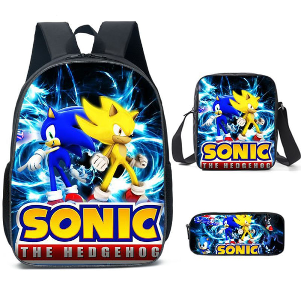 Anime Sonic ryggsäck Student ryggsäck Cartoon anime kid ryggsäck Sonic three-piece