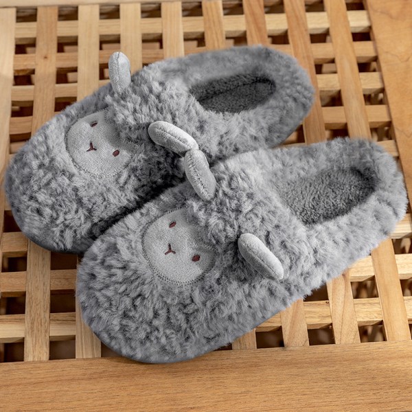 Bomulls tofflor Kvinnor vinter inomhus hem par väska klack inomhus grey 34-35