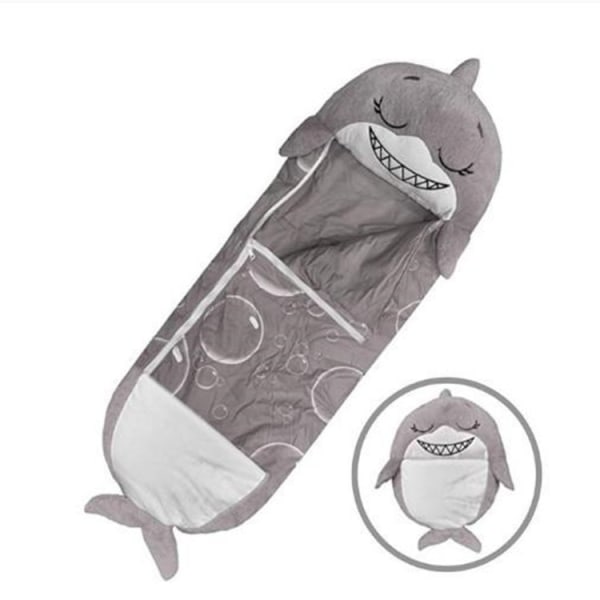 Baby sovsäck Tecknad barn Varm sömn Plysch Anti Kick Quilt Gray Shark 135*50cm