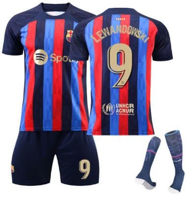 Barcelona hemmafotbollströja för barn 9 Lewandowski 12-13years