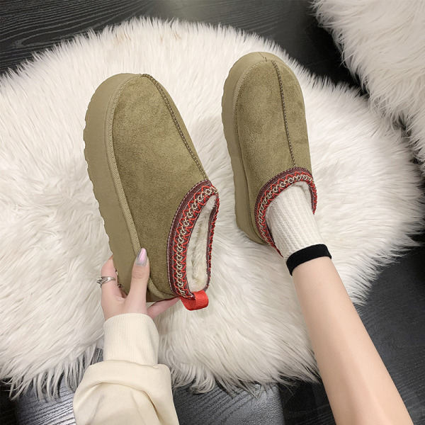 Snowboots plyschisolering utan klackar halvtofflor bomullsskor army green 41