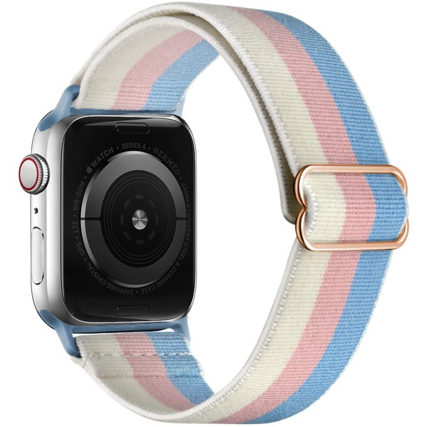 iwatch7new elastisk nylon justerbar elastisk vävd äppelrem Blue pink and white stripes 42mm44mm45mm