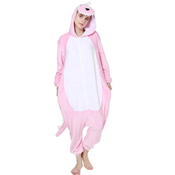 Söt tecknad anime djur pyjamas pyjamas för män och kvinnor Pink Dinosaur L
