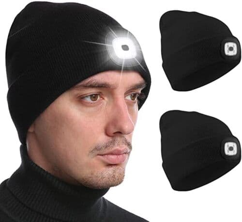 Unisex LED Mössa Hatt Med USB Uppladdningsbart Batteri Hög Powered Black