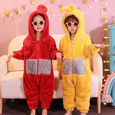 Anime Teletubbies Kostym Barn Pyjamas Sovkläder Jumpsuit yellow 85-105cm