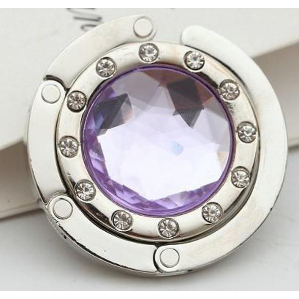 Bärbar praktisk vikbar kristallväska hängare bordskant påskrok crystal purse hook Light purple