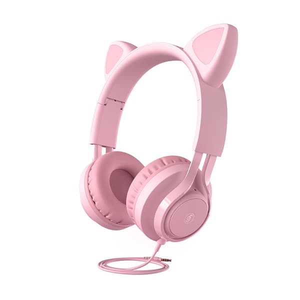 barn hörlurar mikrofon röst spel dator telefoner hörlurar pink wired