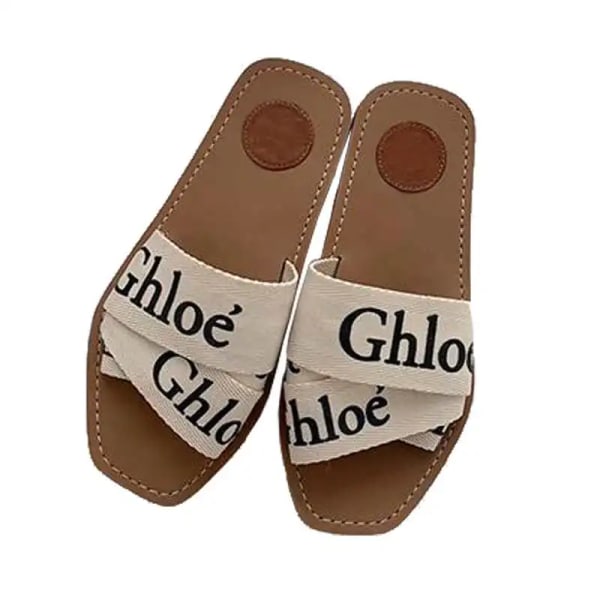 Chl oe tofflor 2023 ny sandal casual flip flop med platt botten milky white 39#