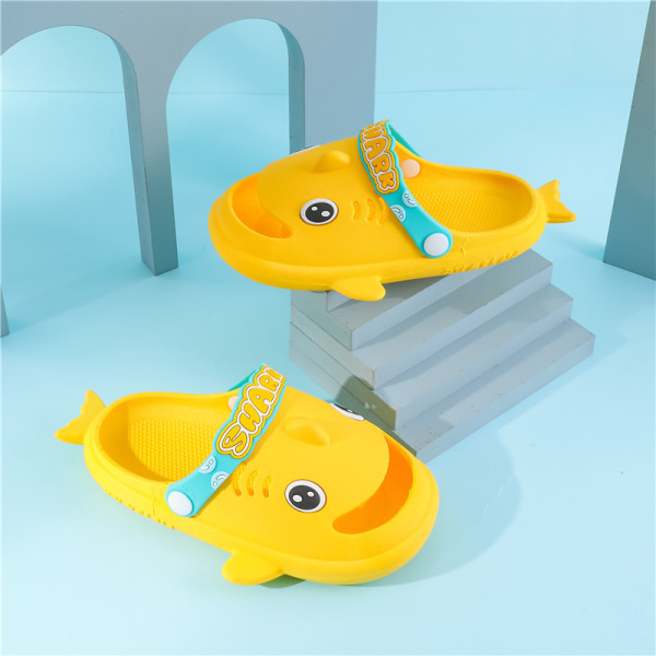 Hajtofflor inomhus barn pojkar flickor baby badrum sandaler Length inside13 18-19#yellow