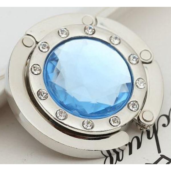 Bärbar praktisk vikbar kristallväska hängare bordskant påskrok crystal purse hook Light blue