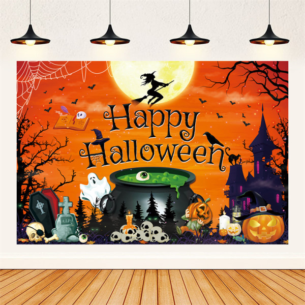 Halloween Banner Pumpa Bat Banner Blod Hand Bakgrund Tyg Style a19 Width 180 * Height 110cm