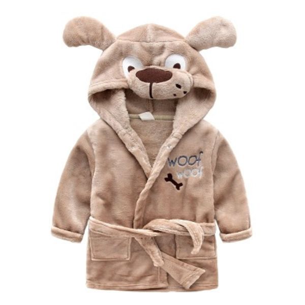 Pojkar flickor pyjamas Baby tecknad pyjamas Vinter huva morgonrock Puppy Nightgown 120#
